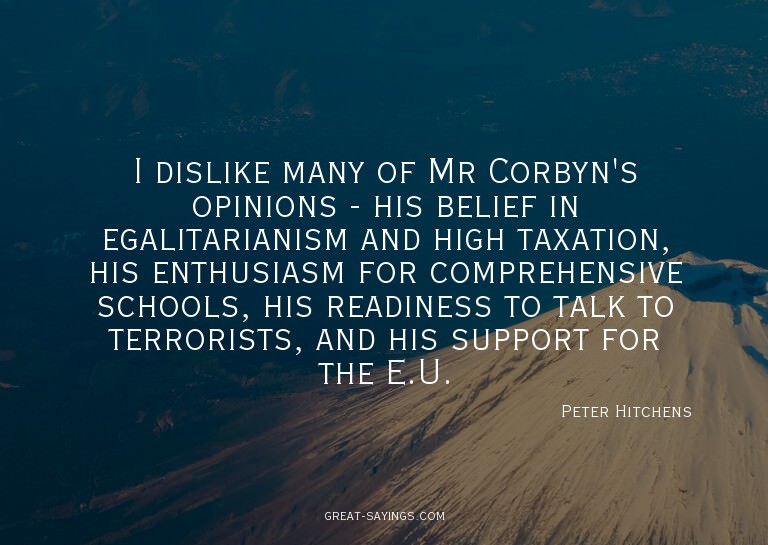 I dislike many of Mr Corbyn's opinions - his belief in