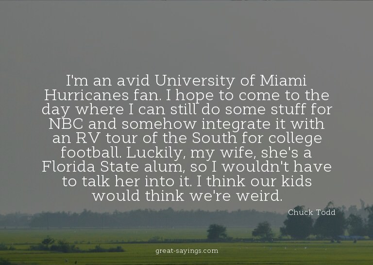 I'm an avid University of Miami Hurricanes fan. I hope