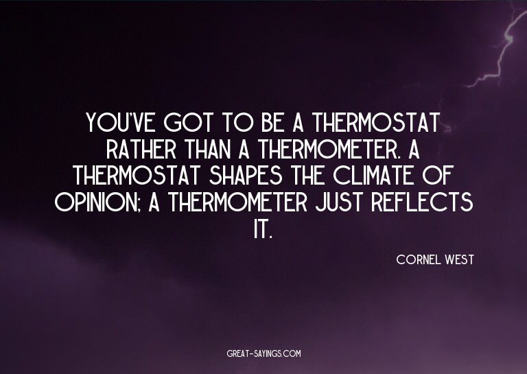 You've got to be a thermostat rather than a thermometer