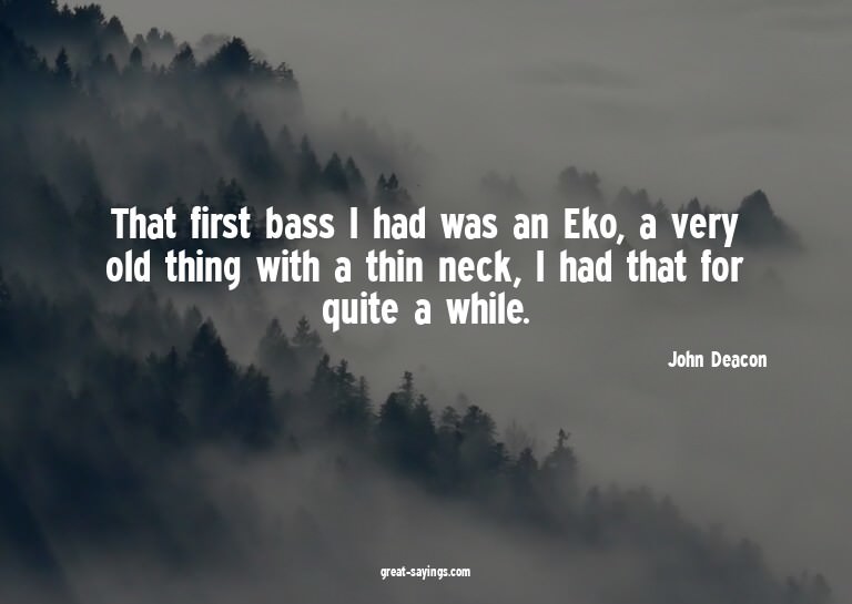 That first bass I had was an Eko, a very old thing with