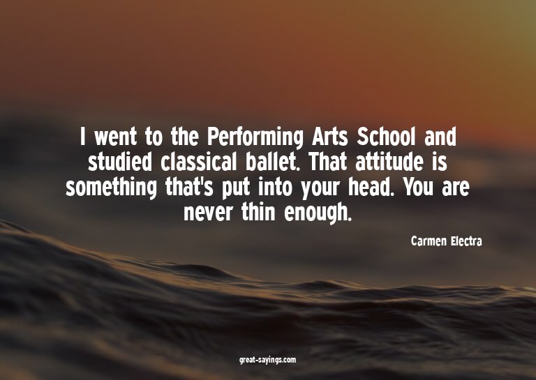 I went to the Performing Arts School and studied classi