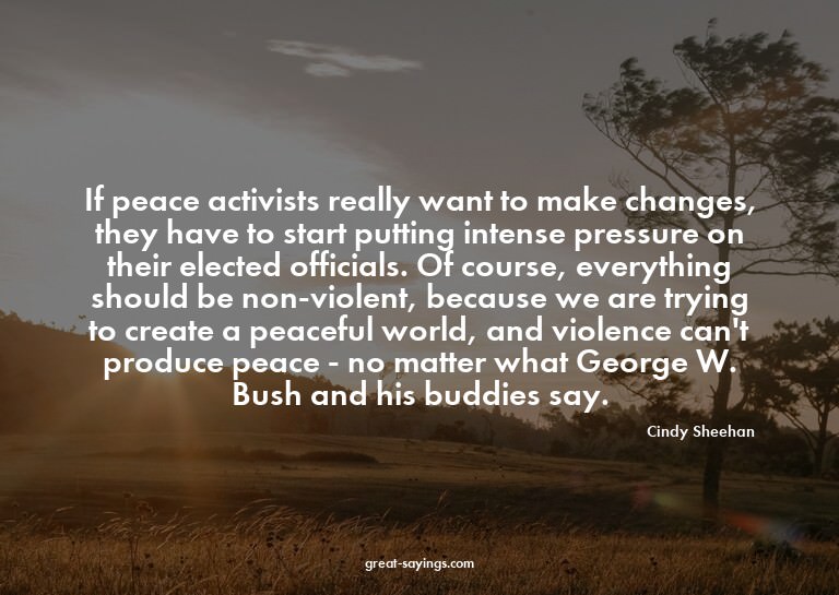 If peace activists really want to make changes, they ha