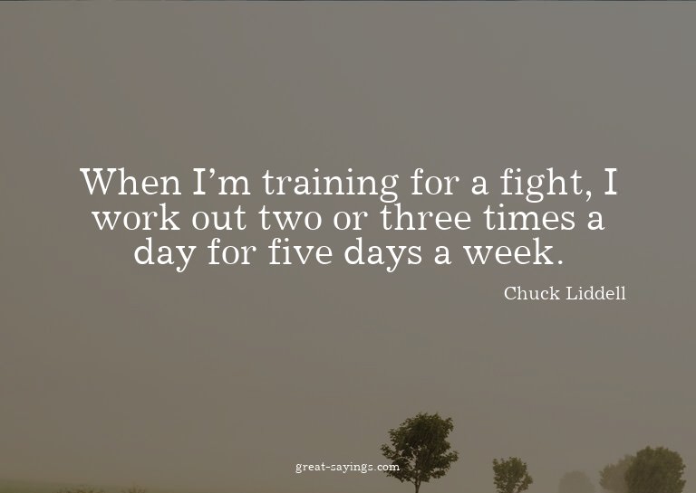 When I'm training for a fight, I work out two or three