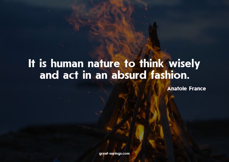 It is human nature to think wisely and act in an absurd
