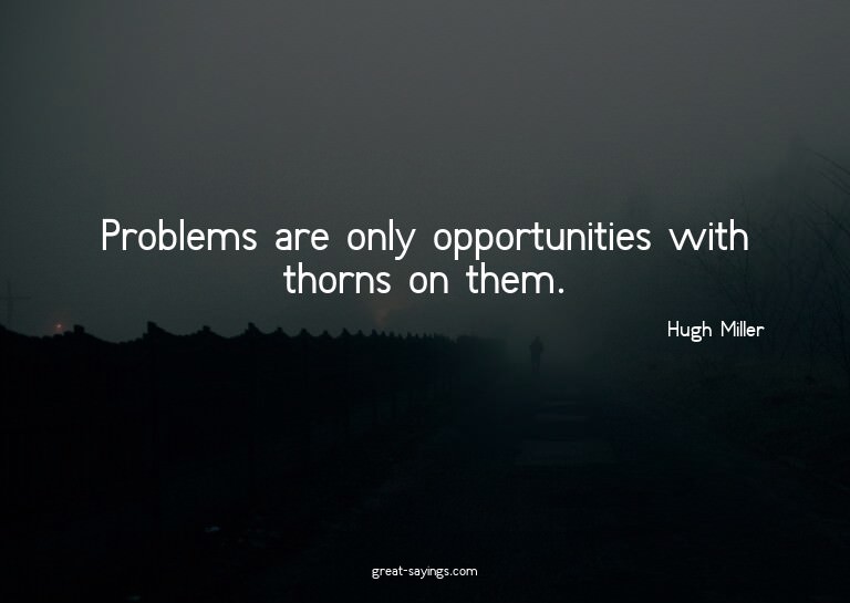 Problems are only opportunities with thorns on them.

