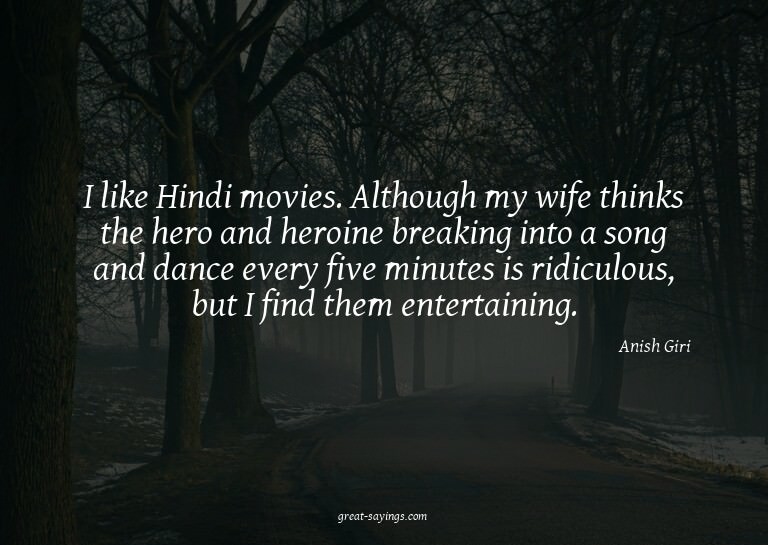 I like Hindi movies. Although my wife thinks the hero a