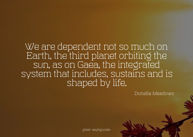 We are dependent not so much on Earth, the third planet