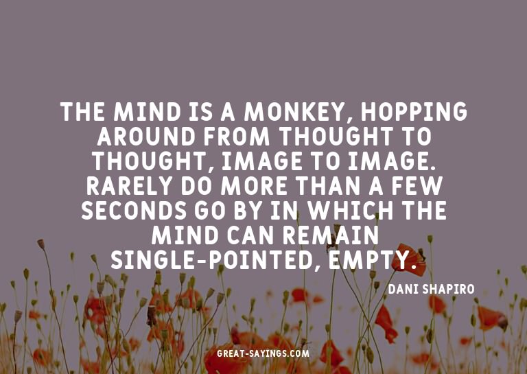 The mind is a monkey, hopping around from thought to th