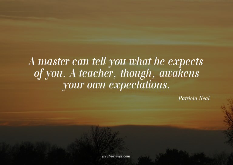 A master can tell you what he expects of you. A teacher