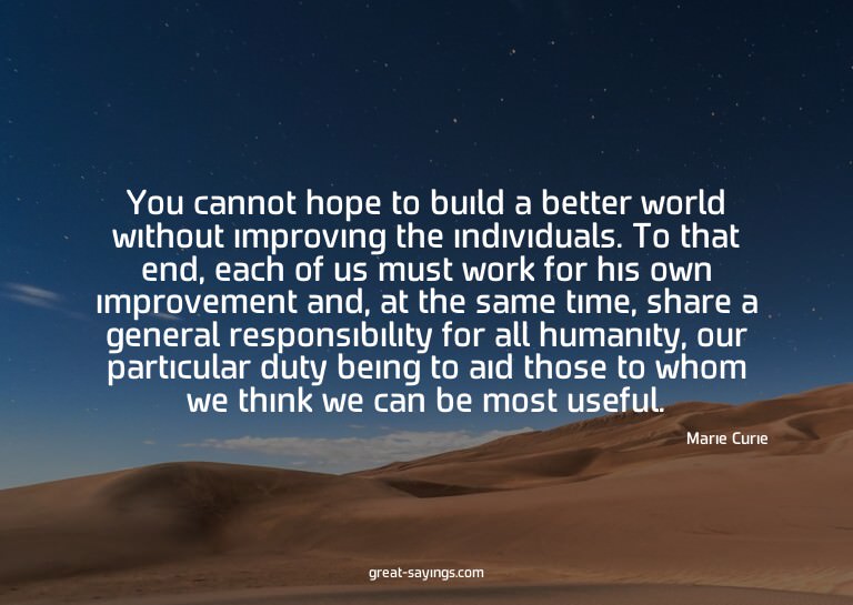 You cannot hope to build a better world without improvi