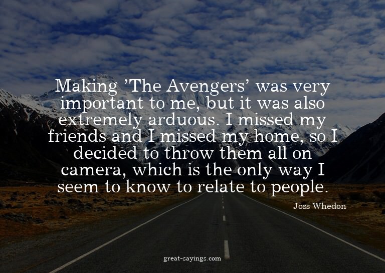 Making 'The Avengers' was very important to me, but it