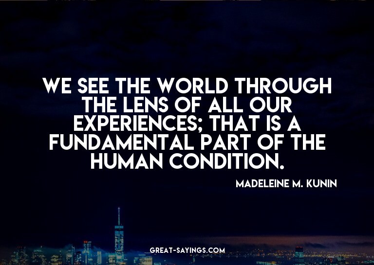 We see the world through the lens of all our experience