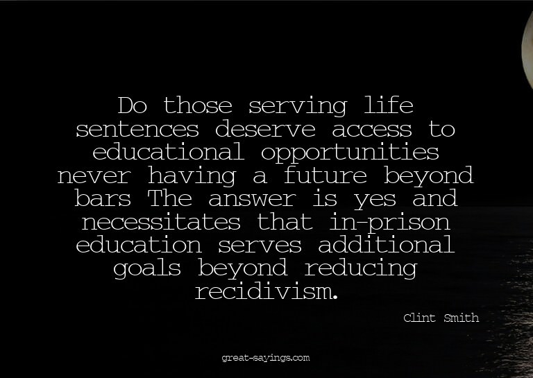 Do those serving life sentences deserve access to educa