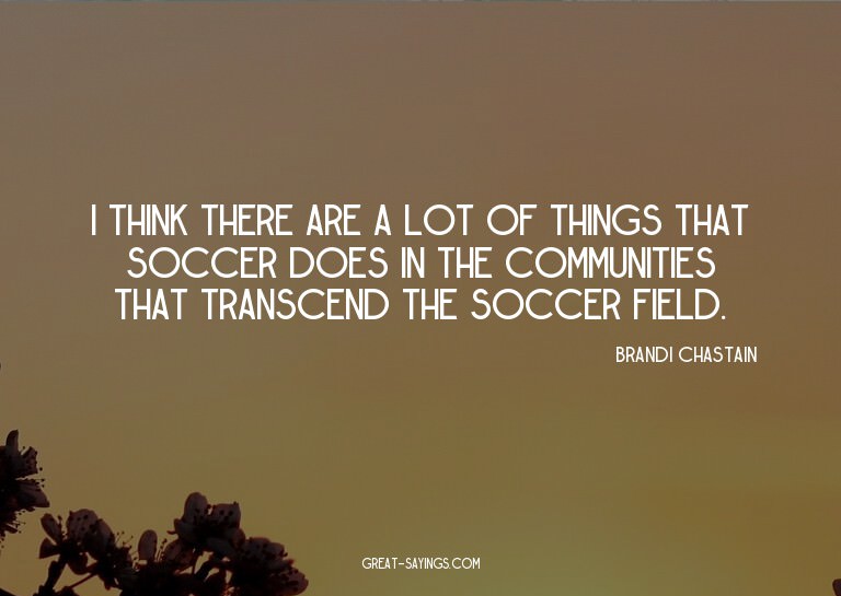 I think there are a lot of things that soccer does in t