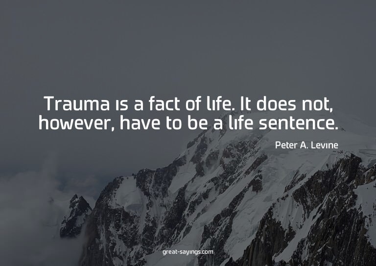 Trauma is a fact of life. It does not, however, have to