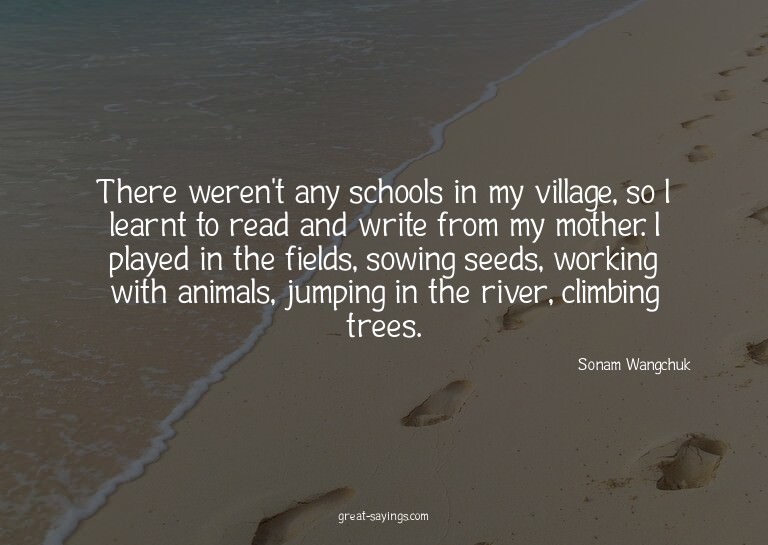 There weren't any schools in my village, so I learnt to