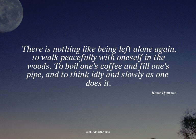 There is nothing like being left alone again, to walk p