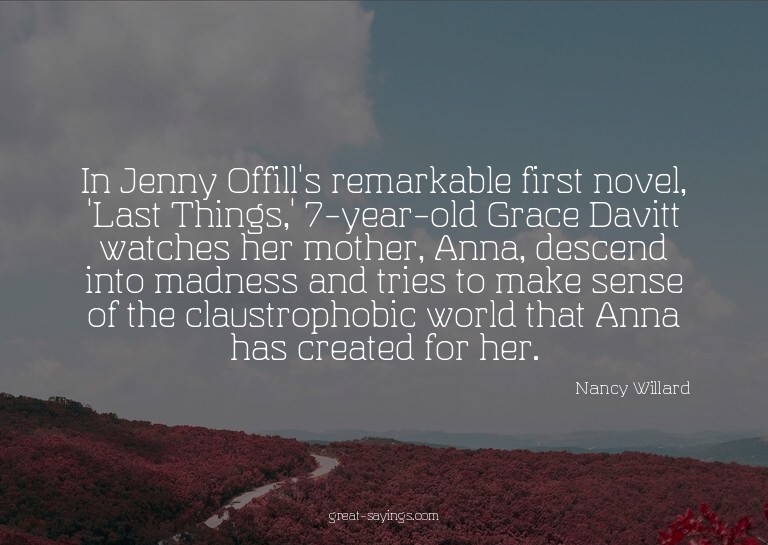 In Jenny Offill's remarkable first novel, 'Last Things,