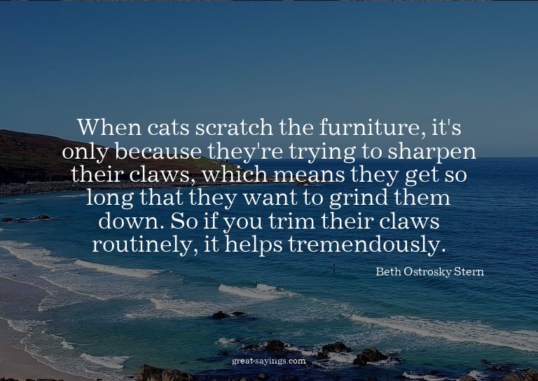 When cats scratch the furniture, it's only because they