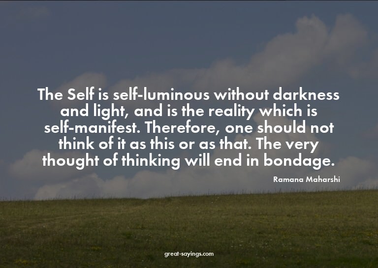 The Self is self-luminous without darkness and light, a