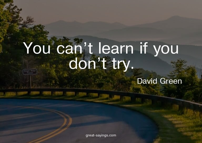 You can't learn if you don't try.

