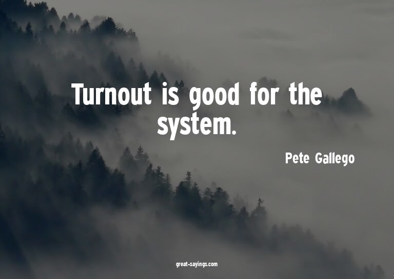 Turnout is good for the system.

