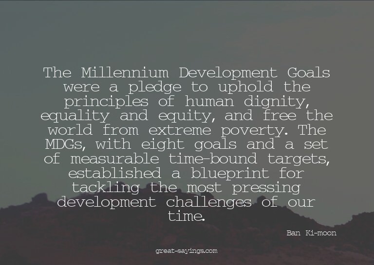 The Millennium Development Goals were a pledge to uphol