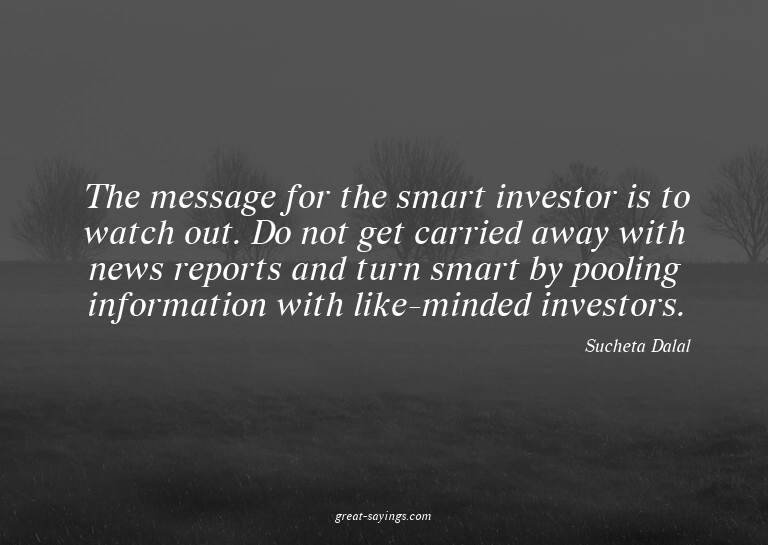 The message for the smart investor is to watch out. Do
