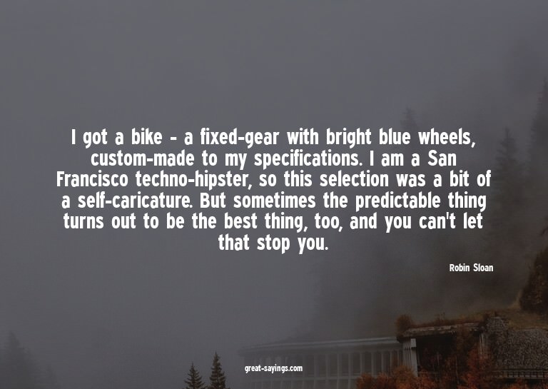I got a bike - a fixed-gear with bright blue wheels, cu