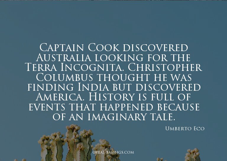 Captain Cook discovered Australia looking for the Terra