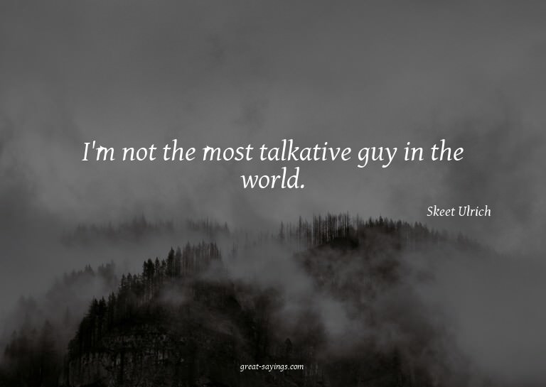 I'm not the most talkative guy in the world.

