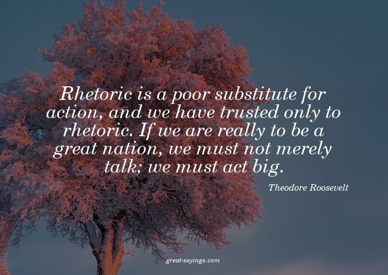 Rhetoric is a poor substitute for action, and we have t