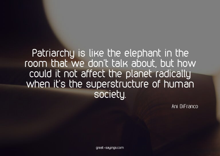 Patriarchy is like the elephant in the room that we don