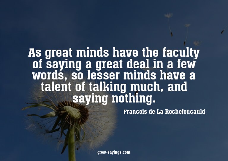 As great minds have the faculty of saying a great deal
