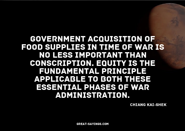 Government acquisition of food supplies in time of war
