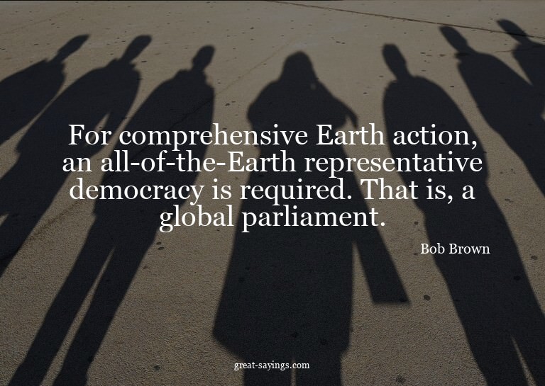 For comprehensive Earth action, an all-of-the-Earth rep
