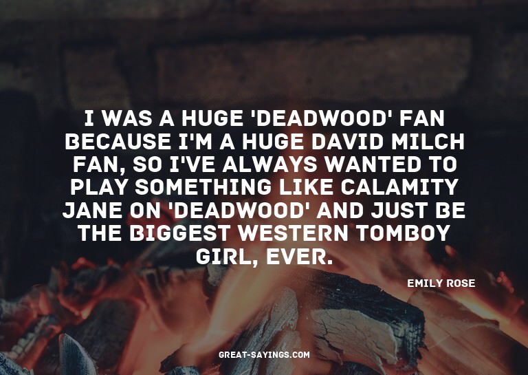 I was a huge 'Deadwood' fan because I'm a huge David Mi