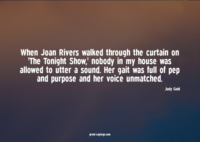 When Joan Rivers walked through the curtain on 'The Ton