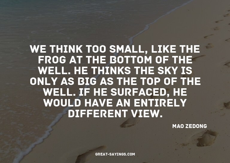 We think too small, like the frog at the bottom of the
