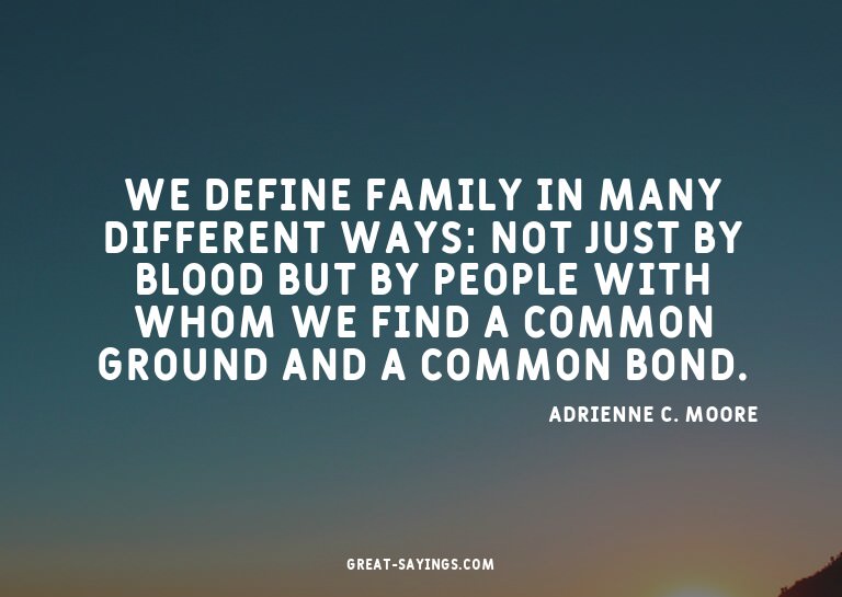We define family in many different ways: not just by bl