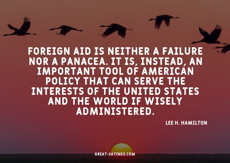Foreign aid is neither a failure nor a panacea. It is,