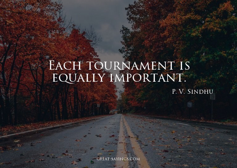 Each tournament is equally important.

