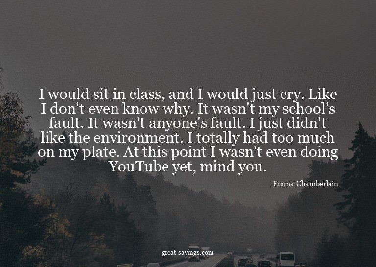 I would sit in class, and I would just cry. Like I don'