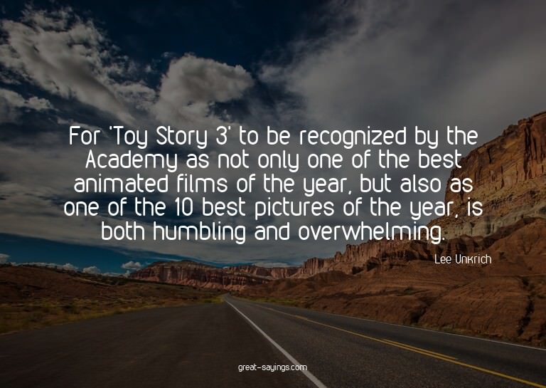 For 'Toy Story 3' to be recognized by the Academy as no