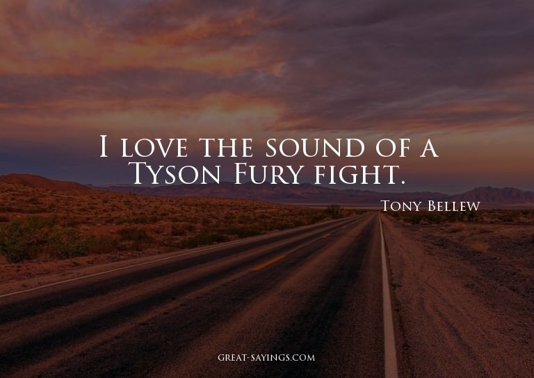 I love the sound of a Tyson Fury fight.

