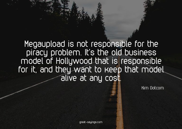 Megaupload is not responsible for the piracy problem. I