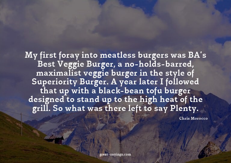 My first foray into meatless burgers was BA's Best Vegg