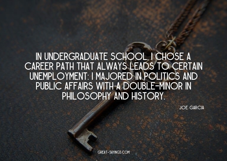 In undergraduate school, I chose a career path that alw