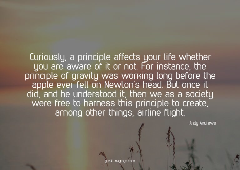 Curiously, a principle affects your life whether you ar