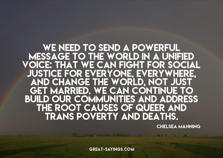 We need to send a powerful message to the world in a un